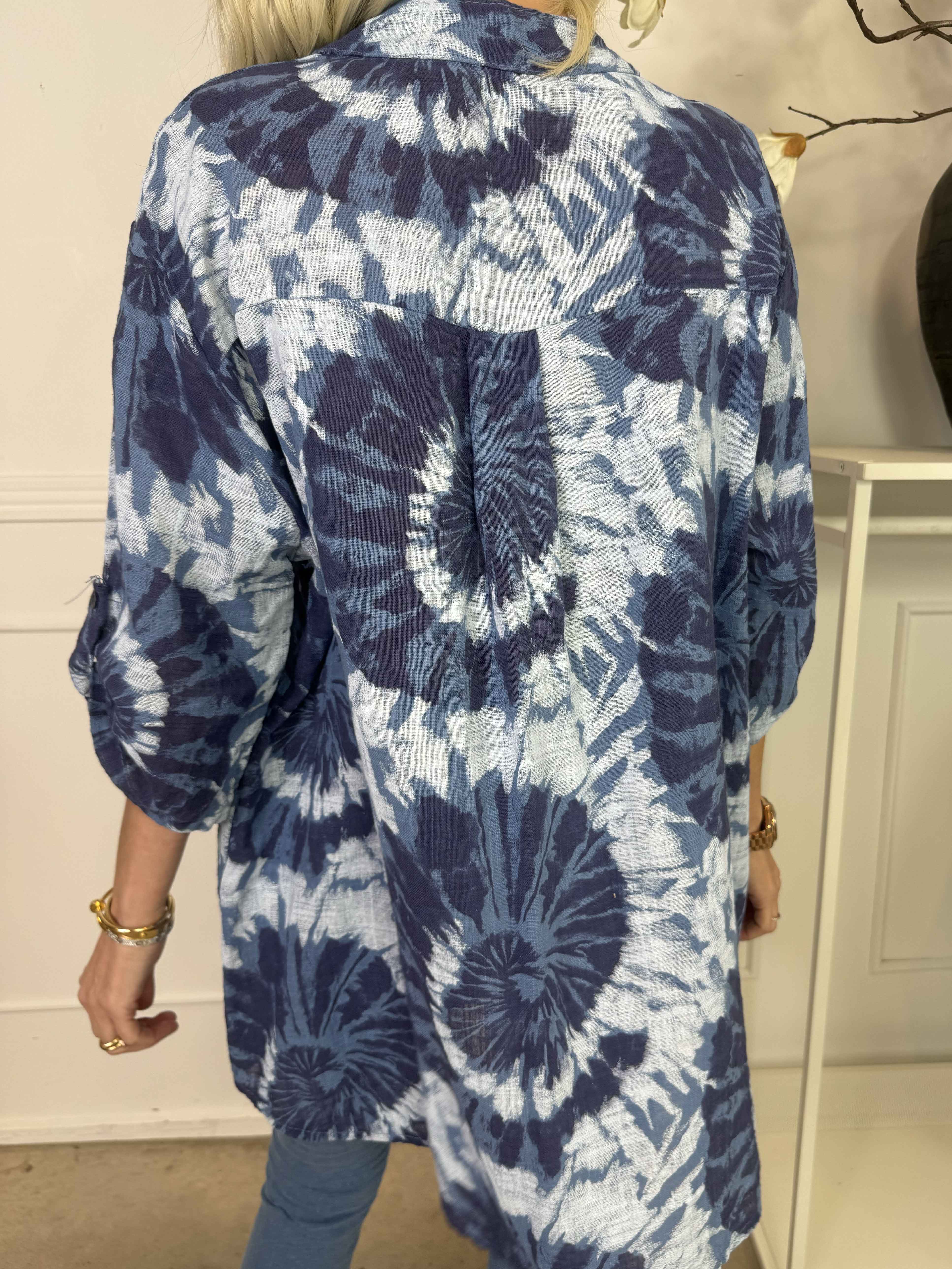 Akella - Mönstrad skjorta i ljust bomullstyg